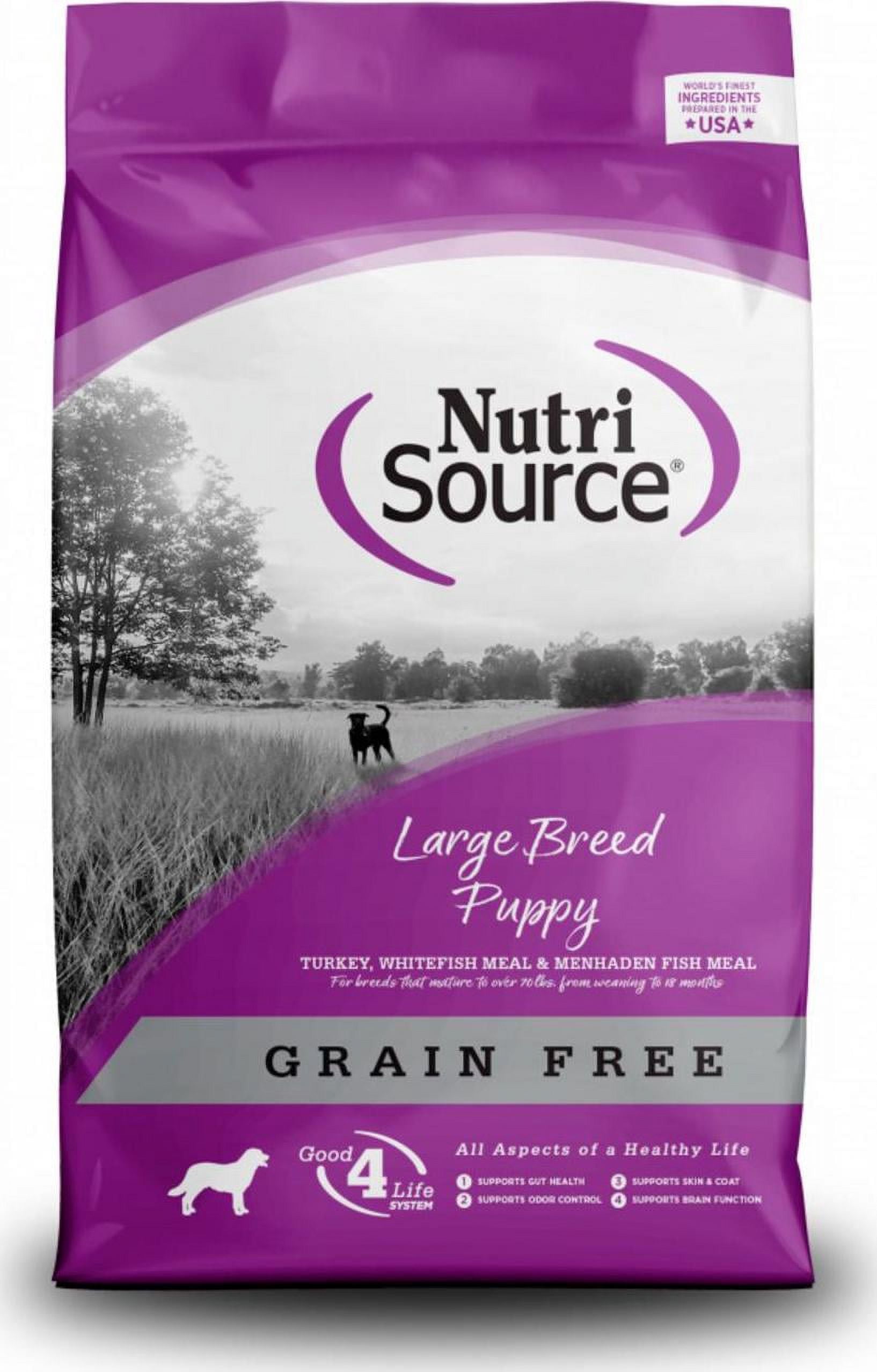 Image showcasing NutriSource Grain Free Large Breed Puppy Recipe Dry Dog Food 12 lb ...