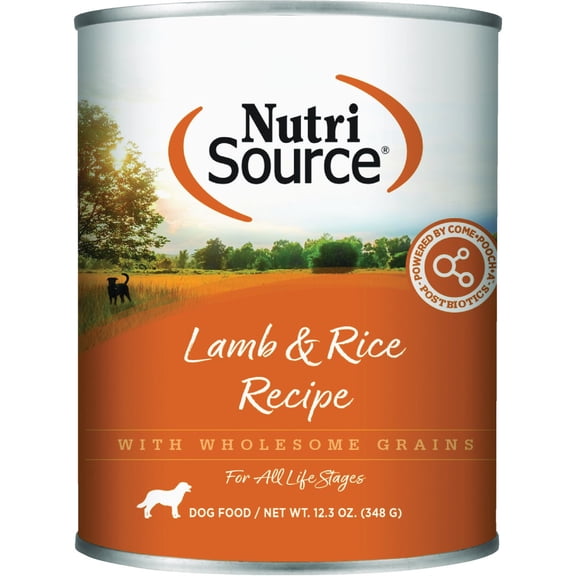 NutriSource, Lamb & Rice Recipe W/Wholesome Grains Canned Dog Food, 13.2 Ounce