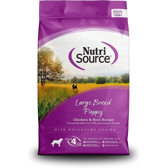 NutriSource Puppy Food for Large Breeds, Chicken and Rice, 26LB