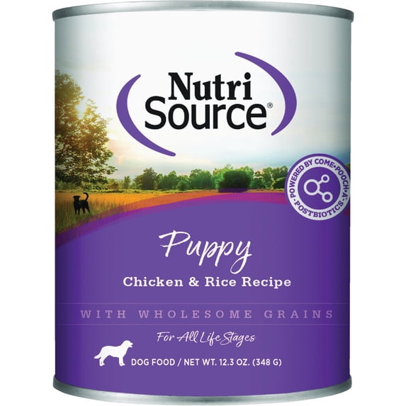 NutriSource, Puppy Chicken & Rice Recipe Wet Dog Food Can, 12.3 Ounce