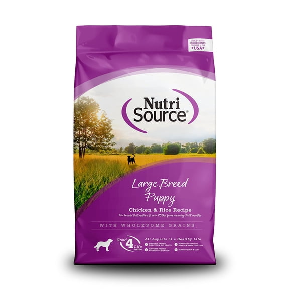 NutriSource Puppy Food for Large Breeds, Chicken and Rice, 26LB