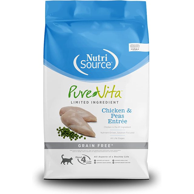 NutriSource Pure Vita GrainFree Cat Food, Made with Chicken and Peas