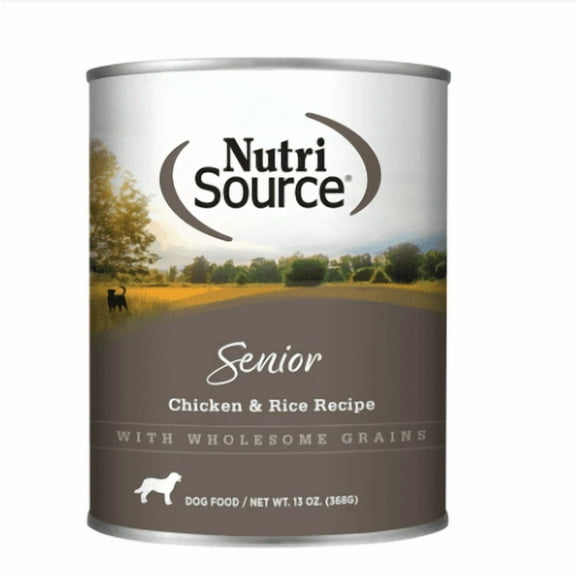 NutriSource Senior Chicken And Rice Canned Dog Food 12.3-oz, case of 12