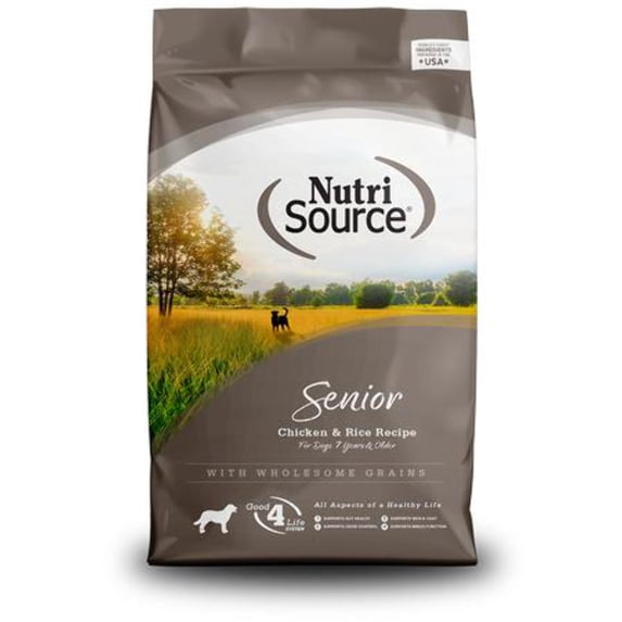 NutriSource Senior Chicken Rice Recipe with Wholesome Grains Dog Food - 4LB