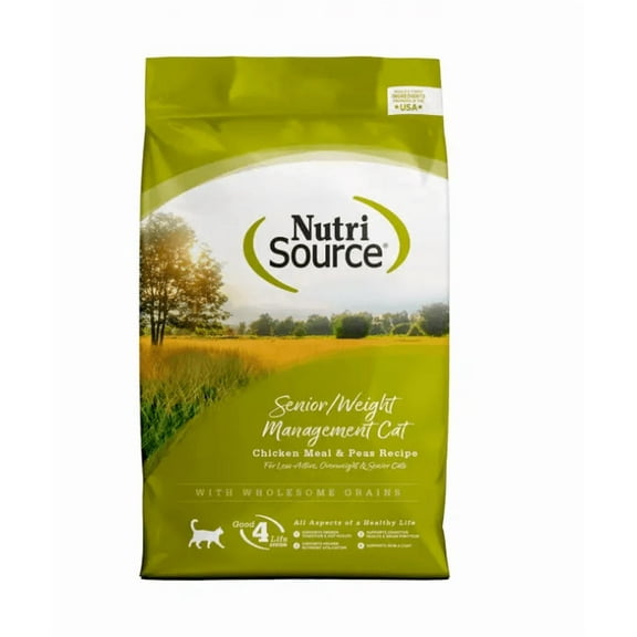NutriSource Senior Weight Management Chicken & Rice Dry Cat Food 12 lb
