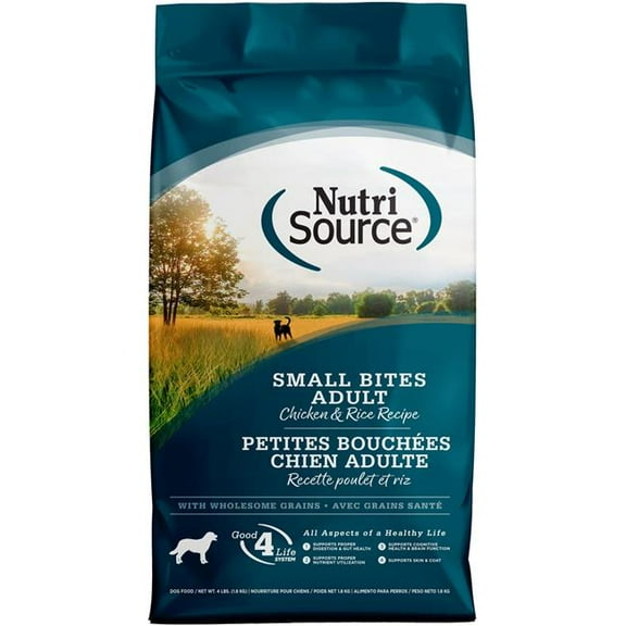 NutriSource Small Bites Adult Chicken & Rice Recipe Dog Food 4 lb