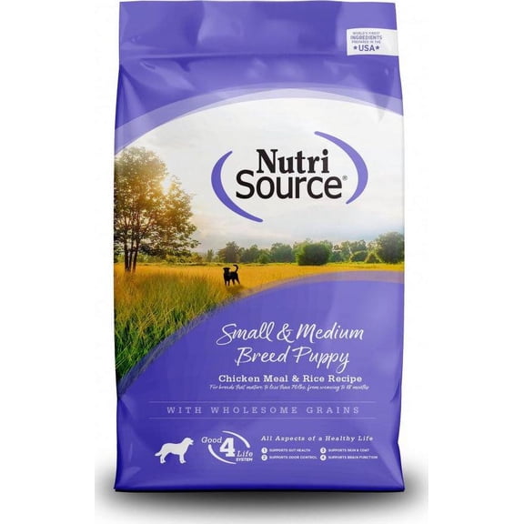 NutriSource Small and Medium Breed Puppy Chicken and Rice Dry Dog Food 26 lb