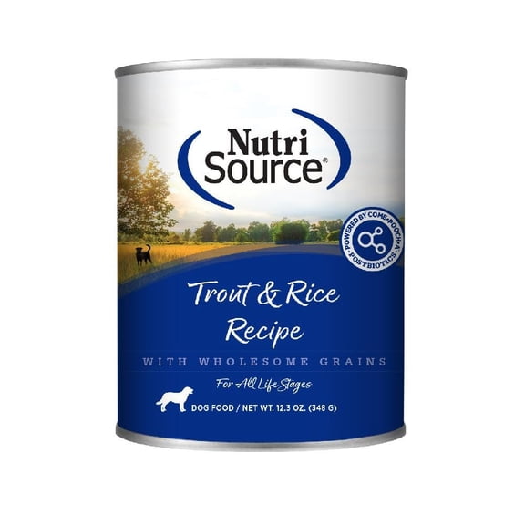 NutriSource, Trout & Rice Recipe Wet Dog Food Can, 12.3 Ounce