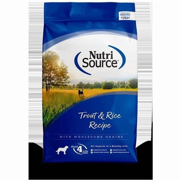 NutriSource Dry Dog Food, Trout and Rice, 26LB
