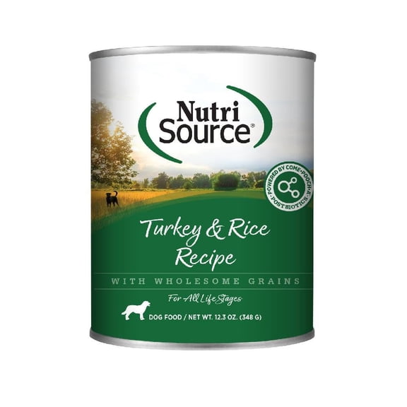 NutriSource, Turkey & Rice Recipe Wet Dog Food Can, 12.3 Ounce