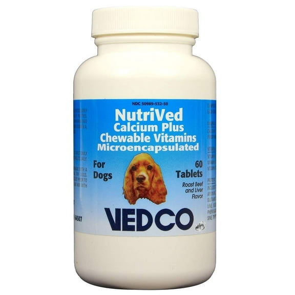 NutriVed Calcium Plus Chewable Tablets for Dogs 60 Count