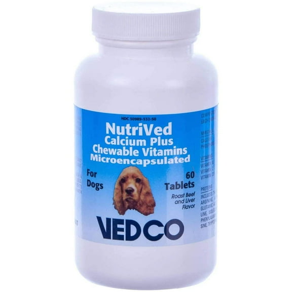 NutriVed Calcium Plus Chewable Vitamins For Dogs - 60 Tablets