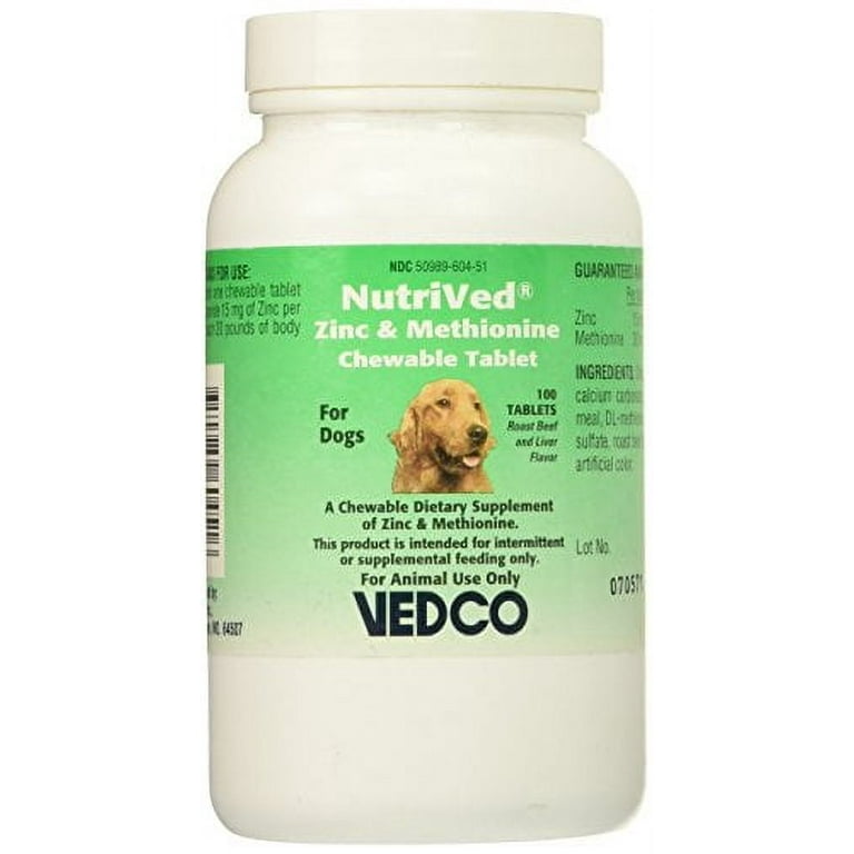 Vedco NutriVed Zinpro for Dogs, 100 Chewable Tablets, Zinc