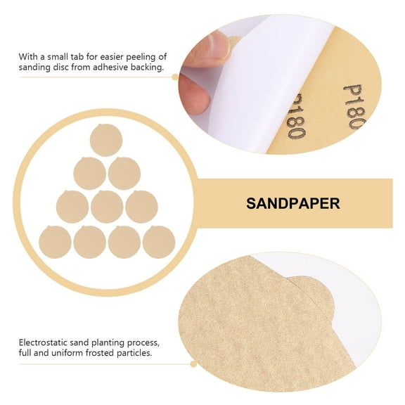 VORCOOL Sand Disc Sanding Disc Yellow Sandpaper 10Pcs