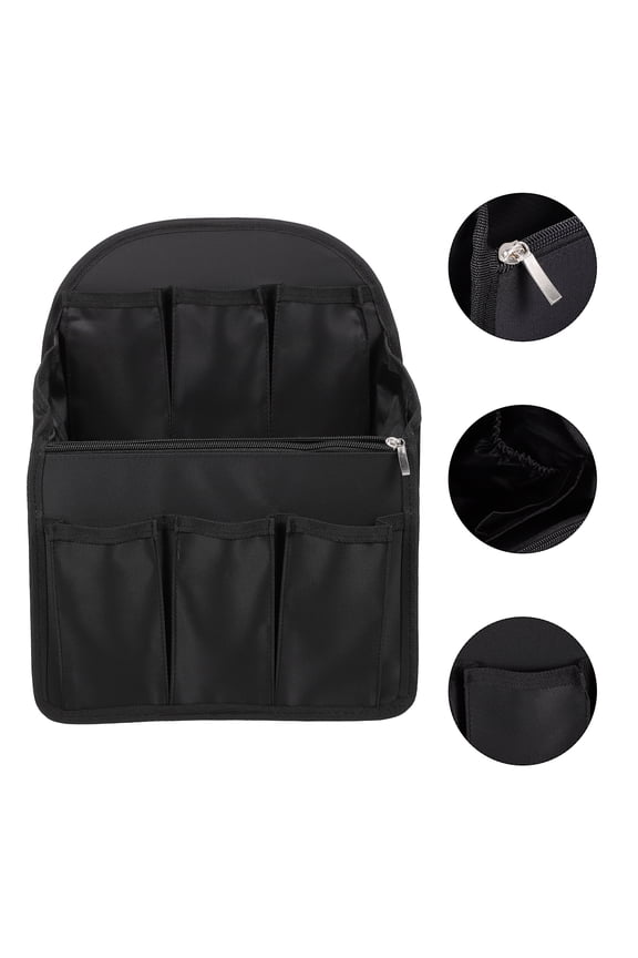 Nylon Black Backpack Organizer Insert Multiple Pockets for Home