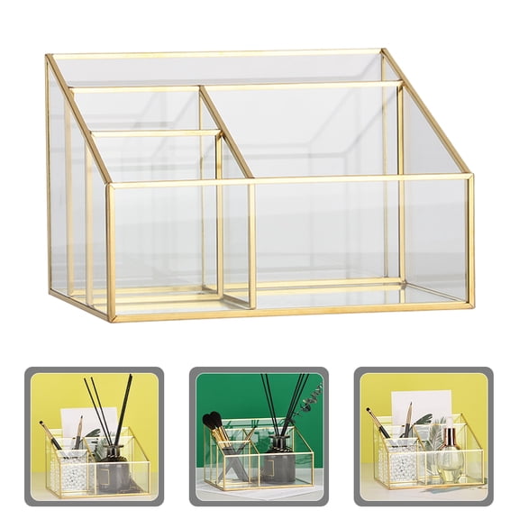 VORCOOL Large Capacity Glass Organizer with Metal Frame for Home Vanity