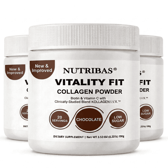 Nutribas Multi Collagen Peptides Powder Cocoa Chocolate, Protein Coffee Creamer, with MCT Oil, Hair Skin Nails Supplement, bottle may vary