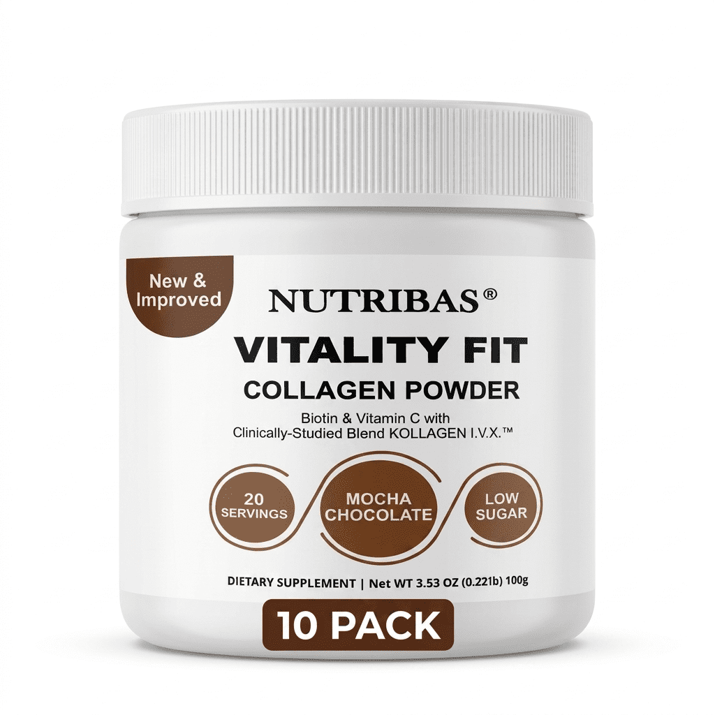 NUTRIBAS Multi Collagen Protein Powder Chocolate Flavored, MCT Coffee Creamer with Hyaluronic Acid and Vitamin C, 2.2 lbs