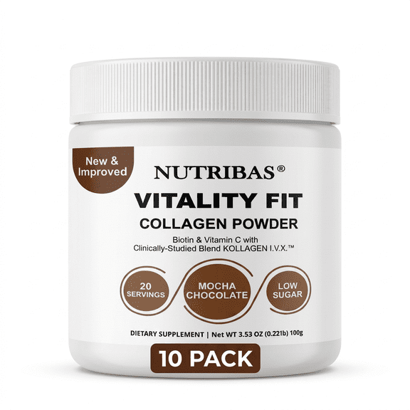 NUTRIBAS Multi Collagen Protein Powder Chocolate Flavored, MCT Coffee Creamer with Hyaluronic Acid and Vitamin C, 2.2 lbs