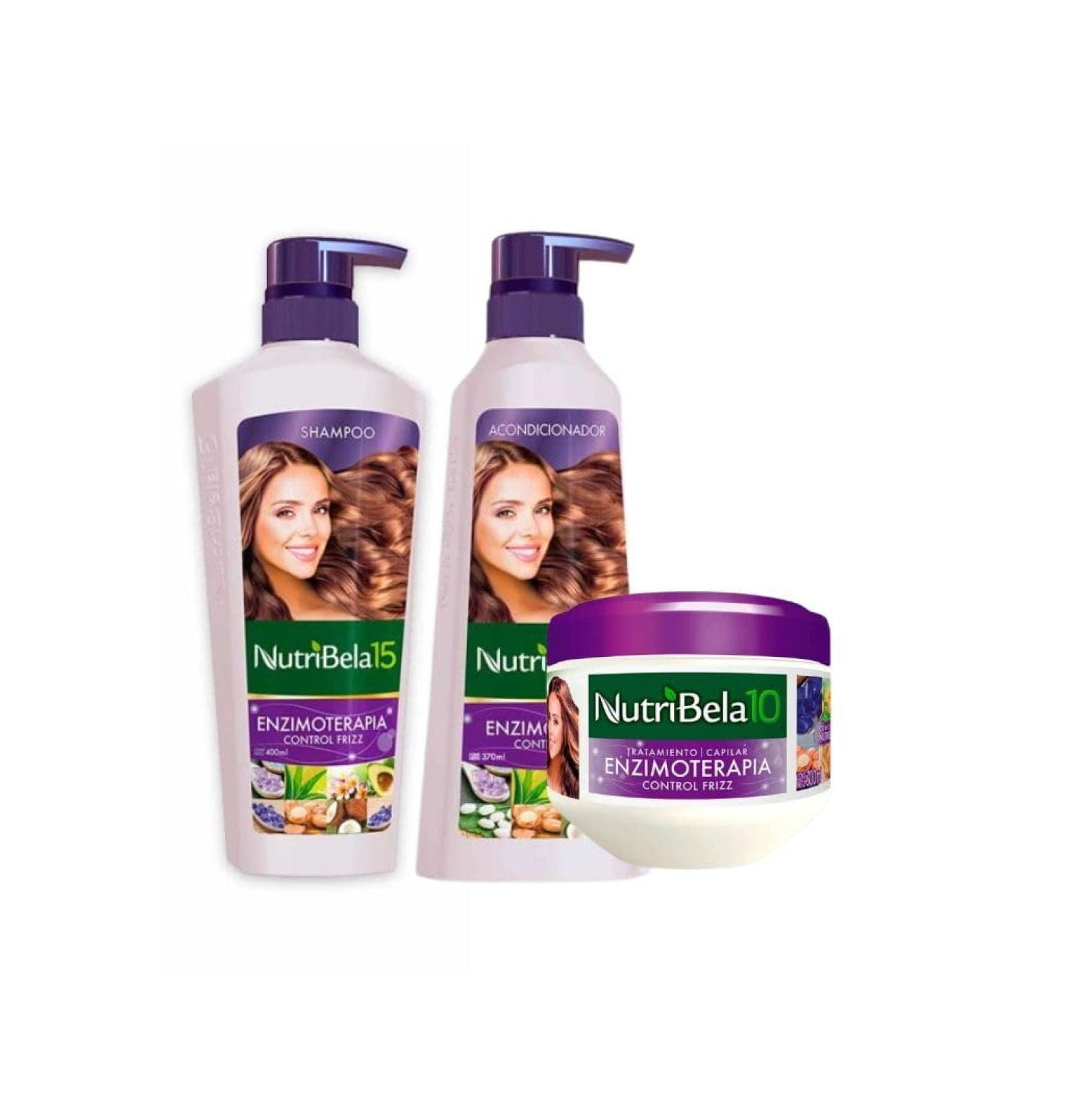 Nutribela Enzimoterapia 3-Piece Hair Care Set, 400mL Shampoo & Conditioner, 300mL Treatment