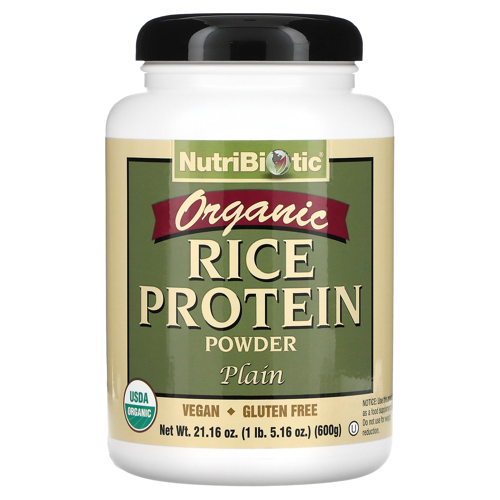 Nutribiotic Organic Vegan Plain Rice Protein Powder, GlutenFree, Plant