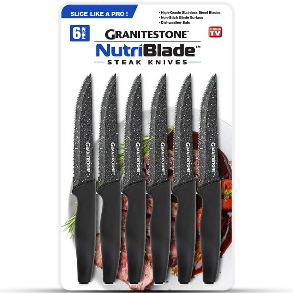 Nutriblade 6-Piece Steak Knives with Comfortable Handles, Stainless Steel Serrated Blades