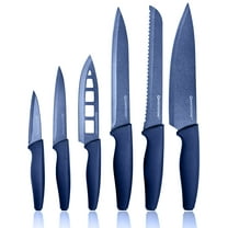 Nutriblade Knife Set by Granitestone Professional Kitchen Chef’s Knives with Ultra Sharp Stainless Steel Blades and Nonstick Granite Coating Easy-Grip Handle Rust-proof Dishwasher-safe Blue