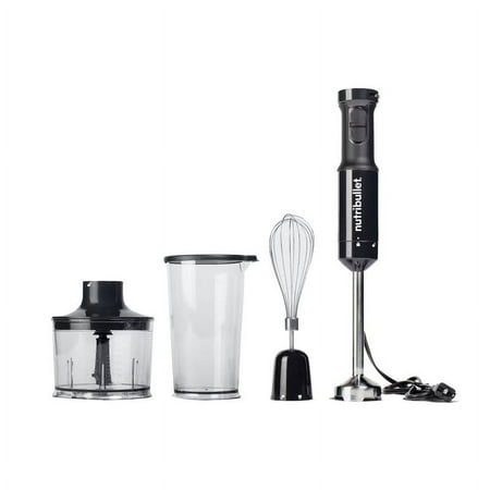NutriBullet - Immersion Blender Deluxe with Whisk and Chopper Attachment NBI60100 - Black