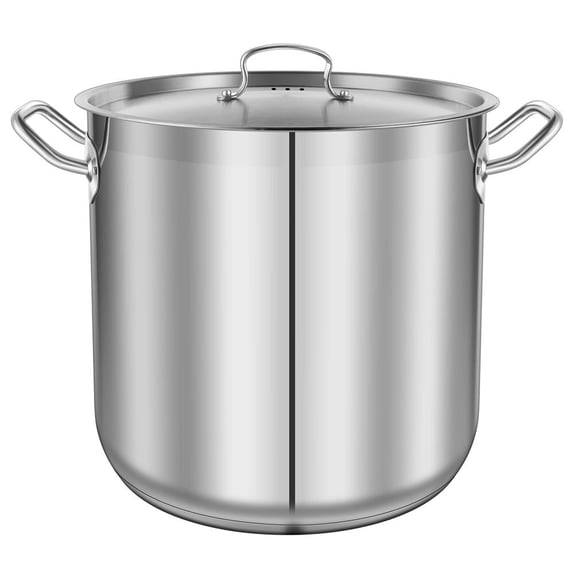 Nutrichef 40 Quart Heavy Duty Induction Soup Pot W/ Stainless Steel Lid & Strong Riveted Handles