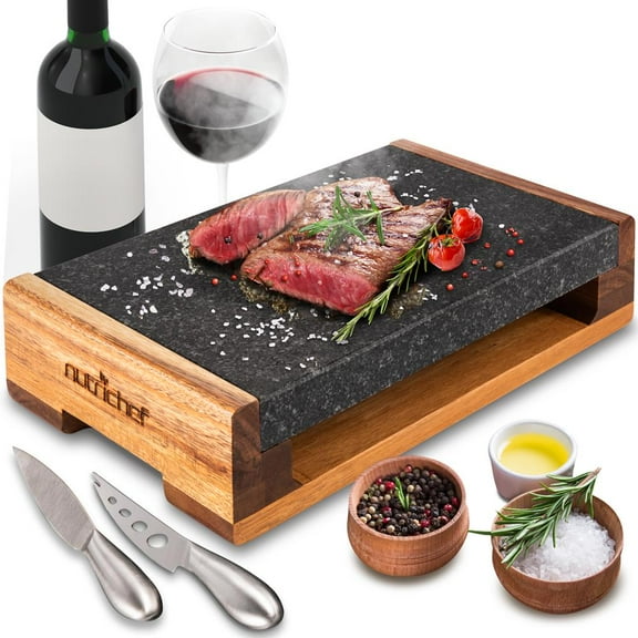 NutriChef Cooking Stone Grill Set Natural Stone / Stainless Steel