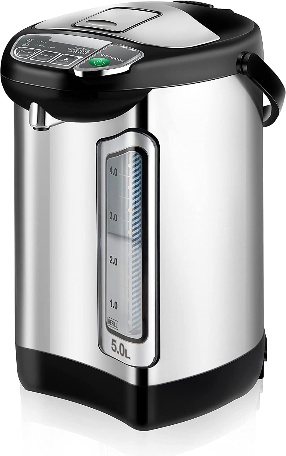 Nutrichef Electric Water Boiler and Warmer - 5L/5.28 Qt Stainless Steel Hot  Water Dispenser, Black 