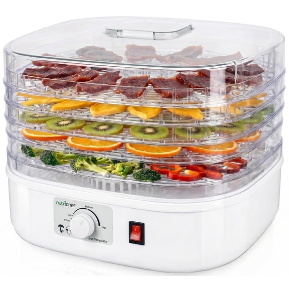 NutriChef Food Dehydrator Machine, 5-Tray Stackable Multi-Tier Dryer with High-Heat Circulation for Jerky, Fruits, Vegetables & Dog Treats
