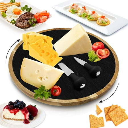 NutriChef Round Slate Cheese Platter Set PKCZBD40 - Multicolor - Multicolor