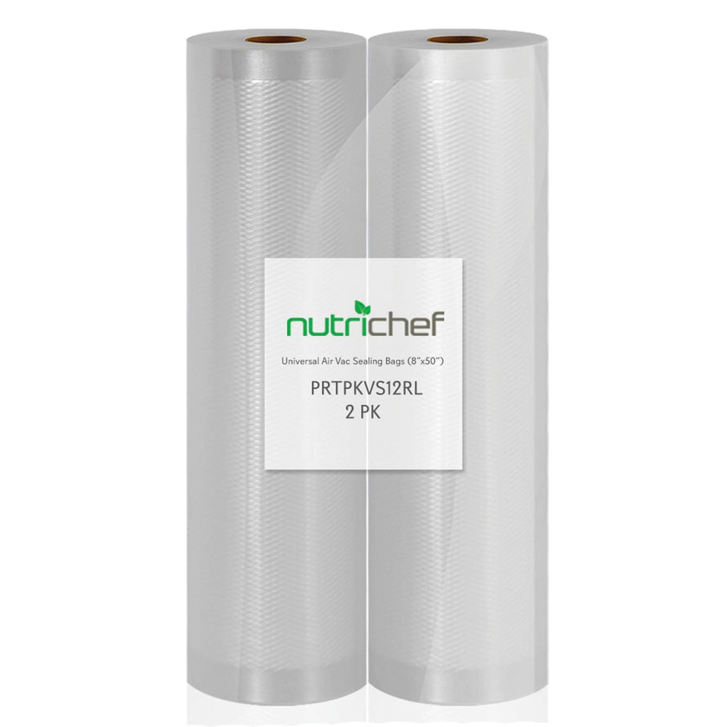 NutriChef 8-inch Clear Food-Grade Vacuum Sealer Bags, 2 Rolls