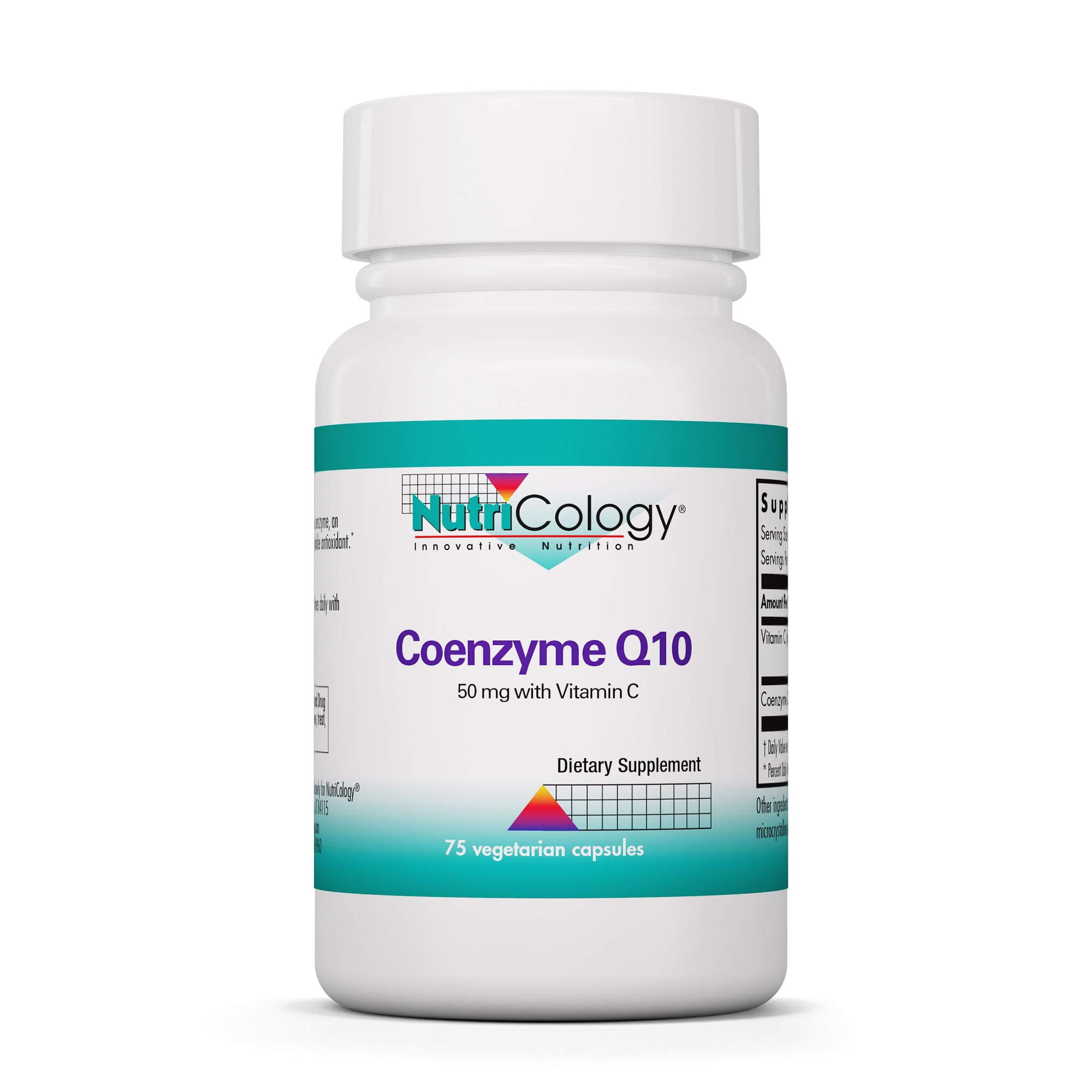 NutriCology Coenzyme Q10 - Delivers 50 mg CoQ10 with Vitamin C - Supports Cellular Energy Production, Antioxidant Activity & Heart Wellness - 37 Servings - 75 Vegetarian Capsules