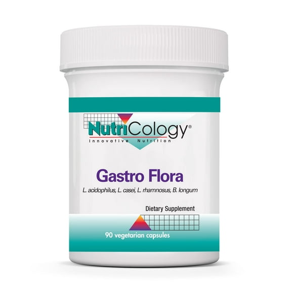 Nutricology Gastro Flora Supplement - Probiotic for Digestive Health, Gut Health for Men & Women, Lactobacillus and Bifidobacterium - 90 Count