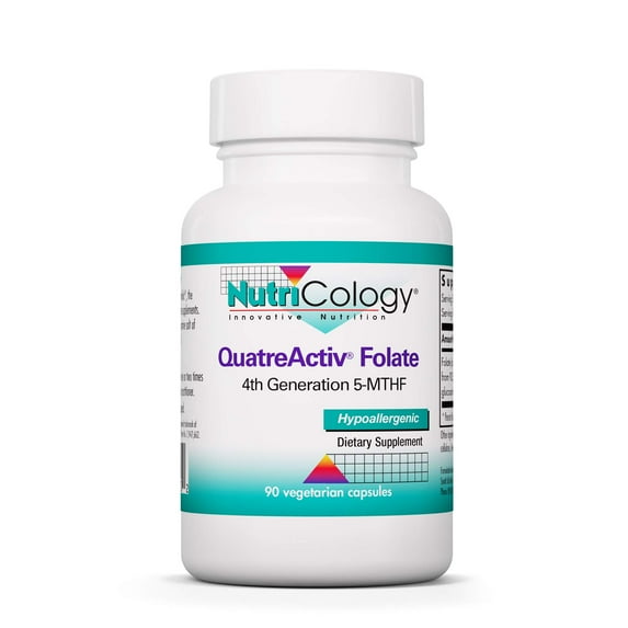 Nutricology QuatreActiv Folate Supplement - Methylfolate, 5-MTHF, Methylation Support, Quatrefolic, Vegetarian Capsules - 90 Count