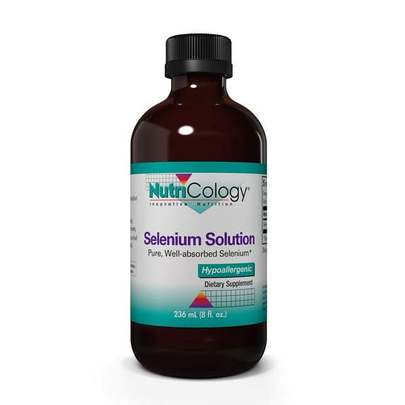 Nutricology Selenium Solution - Well-Absorbed Selenium Liquid, Pure Sodium Selenite, Thyroid Support, Antioxidants, 100 mcg Supplement, Hypoallergenic - 8 Fl Oz