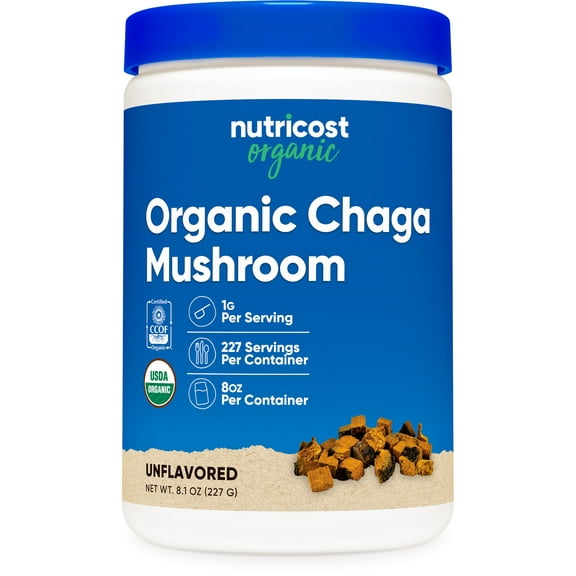 Nutricost 100% Organic Chaga Mushroom Powder 8oz (227 Servings) Supplement