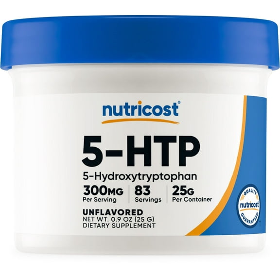 Nutricost 5-HTP Powder Mix 25 Grams (300mg Per Serving) - Non-GMO Supplement