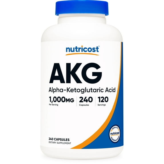 Nutricost AKG Alpha Ketoglutaric Acid Supplement 1,000 mg, 240 Capsules, 120 Servings Per Bottle - Powerful Precursor to Glutamine & Arginine, Energy Support Supplement