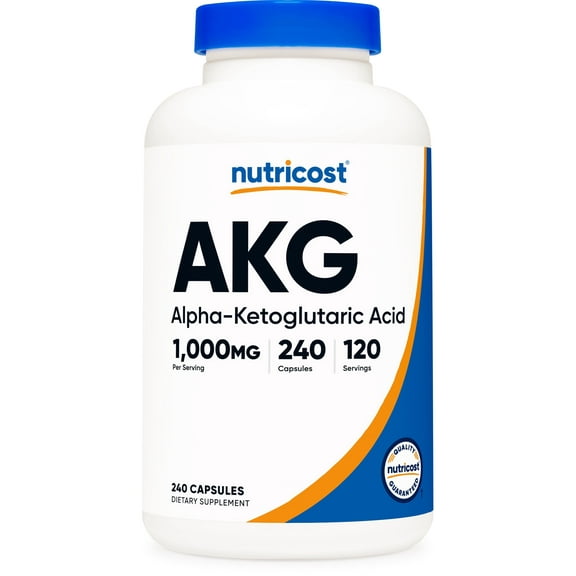 Nutricost AKG Alpha Ketoglutaric Acid Supplement 1,000 mg, 240 Capsules, 120 Servings Per Bottle - Powerful Precursor to Glutamine & Arginine, Energy Support Supplement