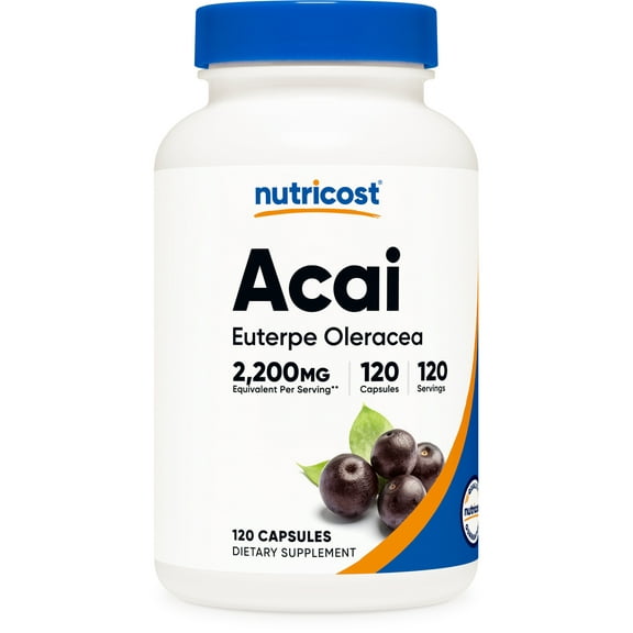 Nutricost Acai Extract 550mg, 120 Vegetarian Capsules (Euterpe Oleracea) - Non-GMO Supplement