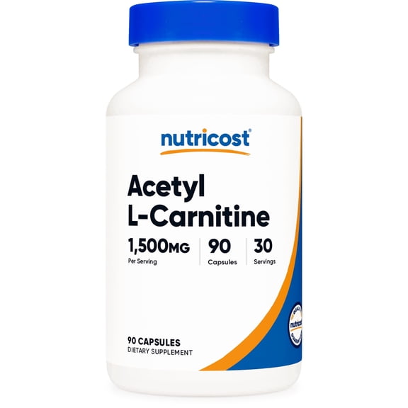 Nutricost Acetyl L-Carnitine (ALCAR) 1,500mg (from 1,875 of Acetyl L-Carnitine HCI) Per Serving, 90 Capsules for 30 Servings Per Bottle - Vegan, GMO-Free, Gluten-Free