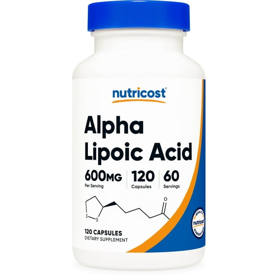 Nutricost Alpha Lipoic Acid 600mg Per Serving 120 Capsules, 60 Servings - Non-GMO Supplement