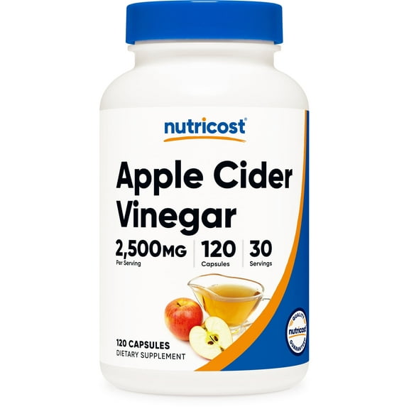 Nutricost Apple Cider Vinegar (2500mg) 120 Vegan Capsules - Gluten-Free, GMO-Free, 30 Servings