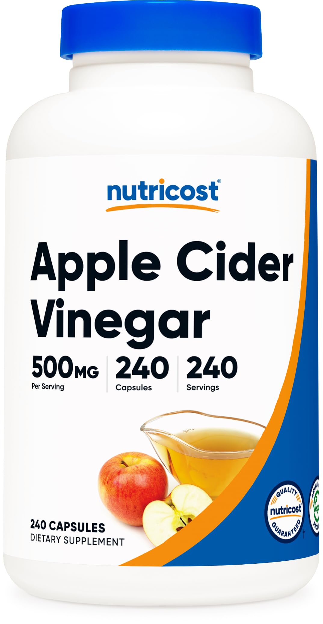 Nutricost Apple Cider Vinegar Capsules 500mg, 240 Vegetarian Capsules
