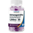 thumbnail image 1 of Nutricost Ashwagandha Supplement Gummies 1200mg Equivalent (Mixed Berry), 60 Gummies, 30 Servings, 1 of 5