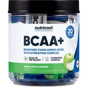 Nutricost BCAA+ Hydration Green Apple Flavored 20 Stickpacks - Branched Chain Amino Acids with Hydration Complex - Gluten-Free, Non-GMO