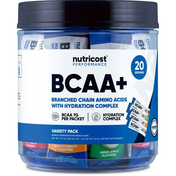 Nutricost BCAA+ Hydration Variety Pack (20 Stickpacks) - Branched Chain Amino Acids with Hydration Complex - Gluten-Free, Non-GMO